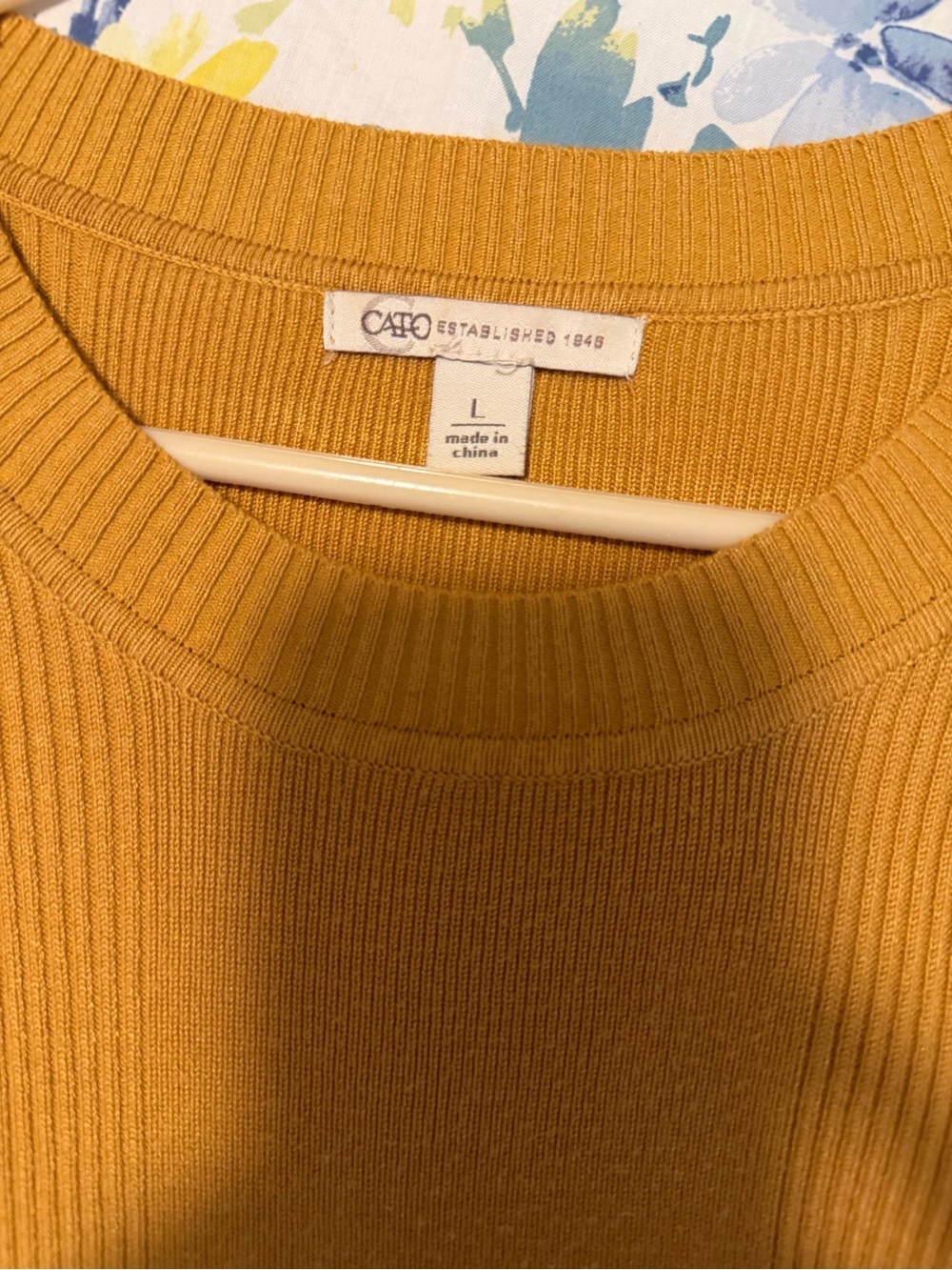 Cato Mustard Peplum Puff-Sleeve Knit Top - Picture 3 of 3